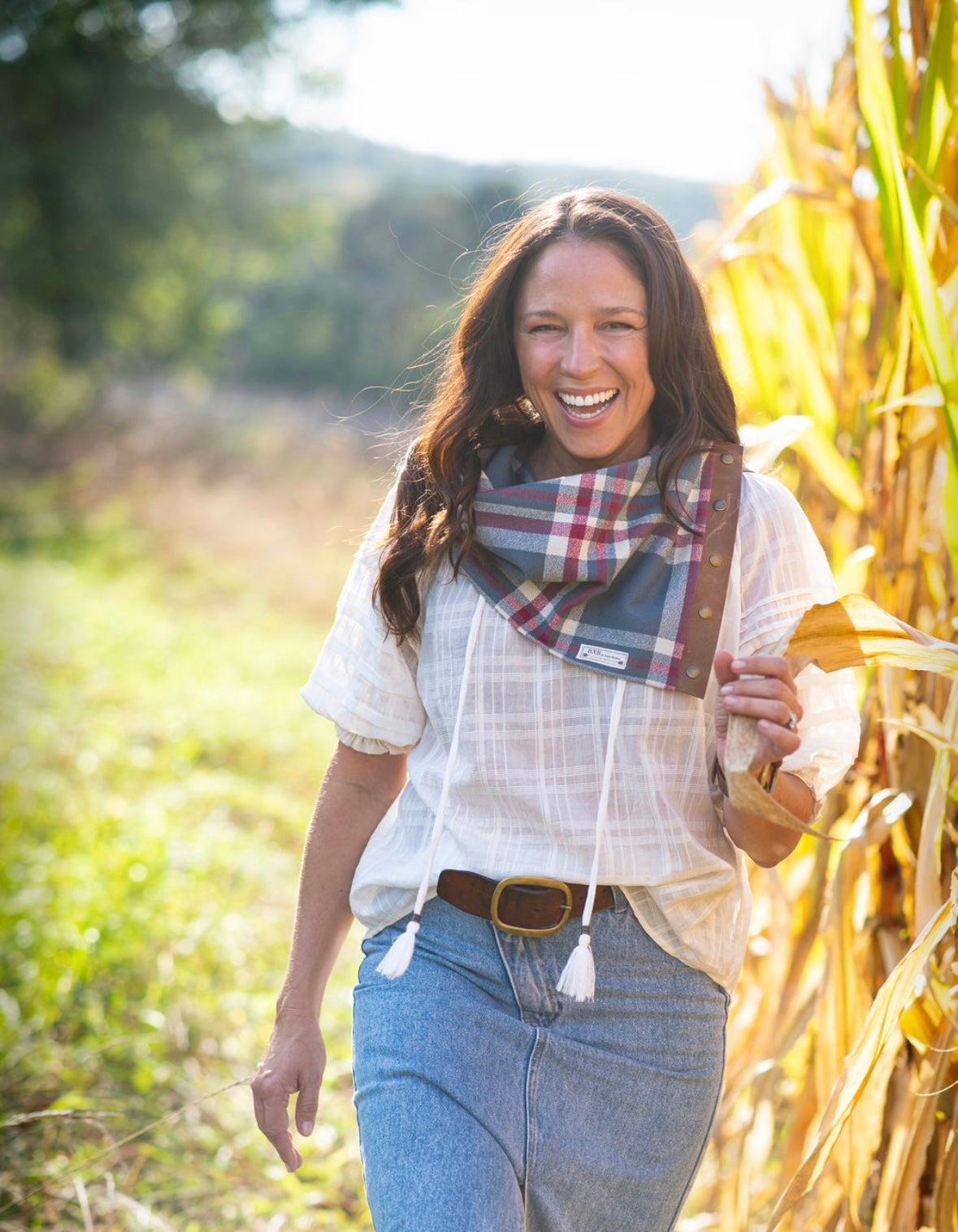 Fall Multi Snap Scarf with Leather Snaps