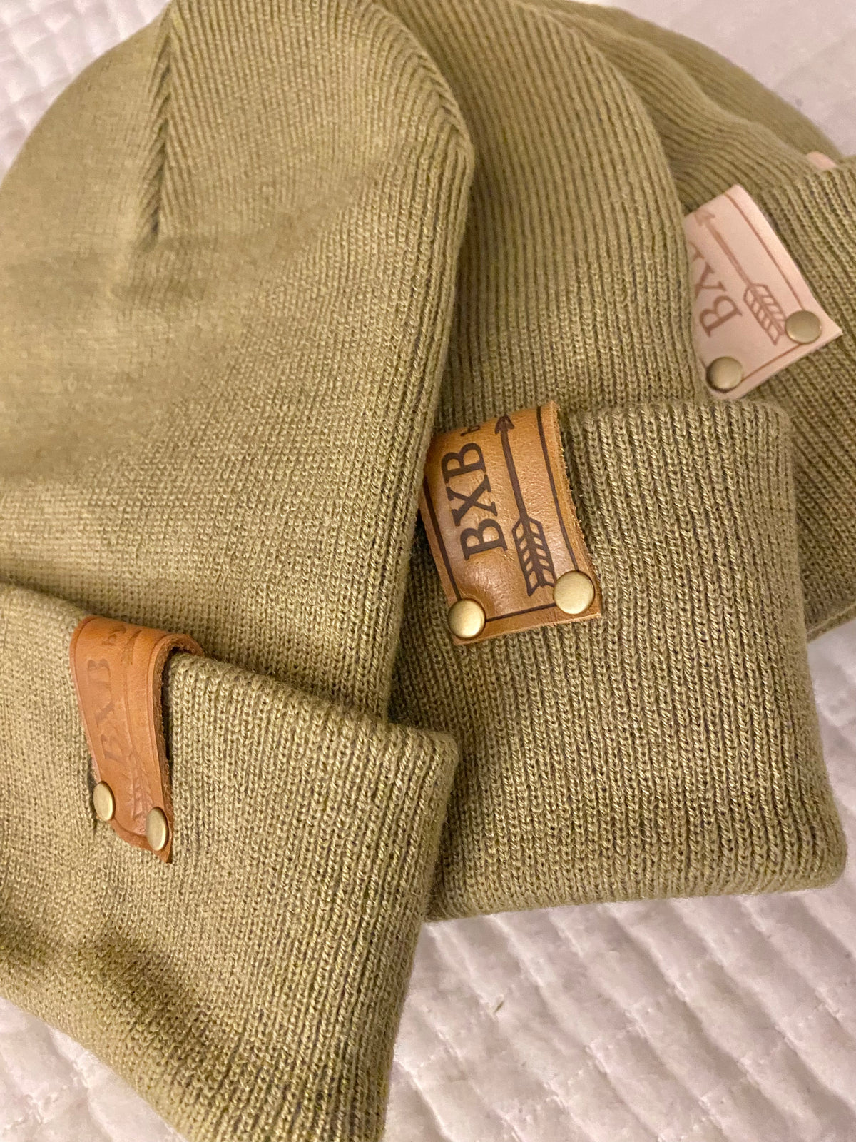 BXB Soft Knit Winter Hat with Leather Logo