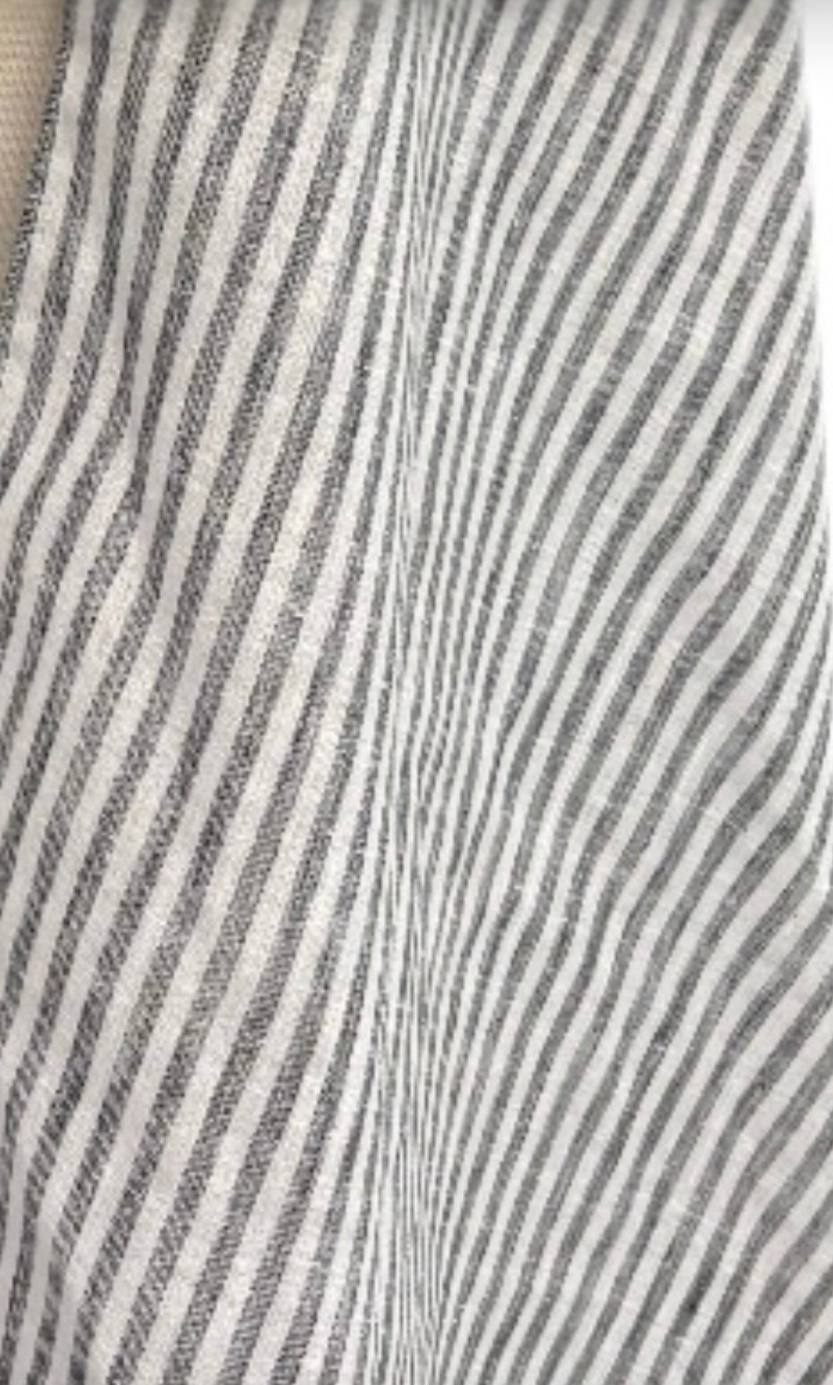 Coastal Stripe Linen/ cotton Blanket Scarf with Leather Detail