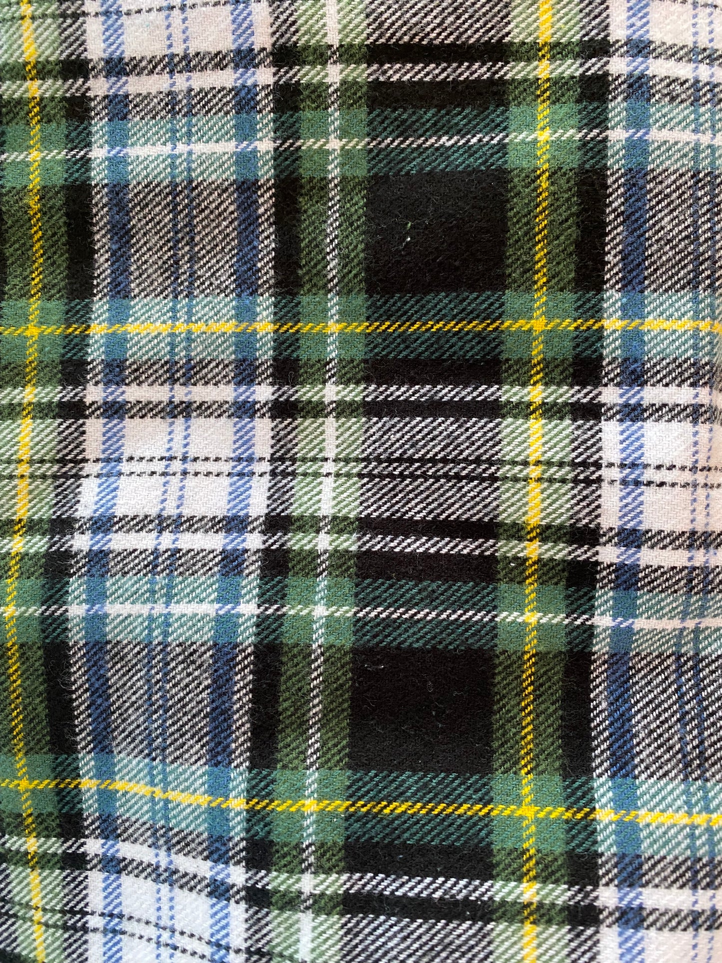 Navy & Green & Yellow Classic Plaid Eternity Scarf with a Leather Cuff
