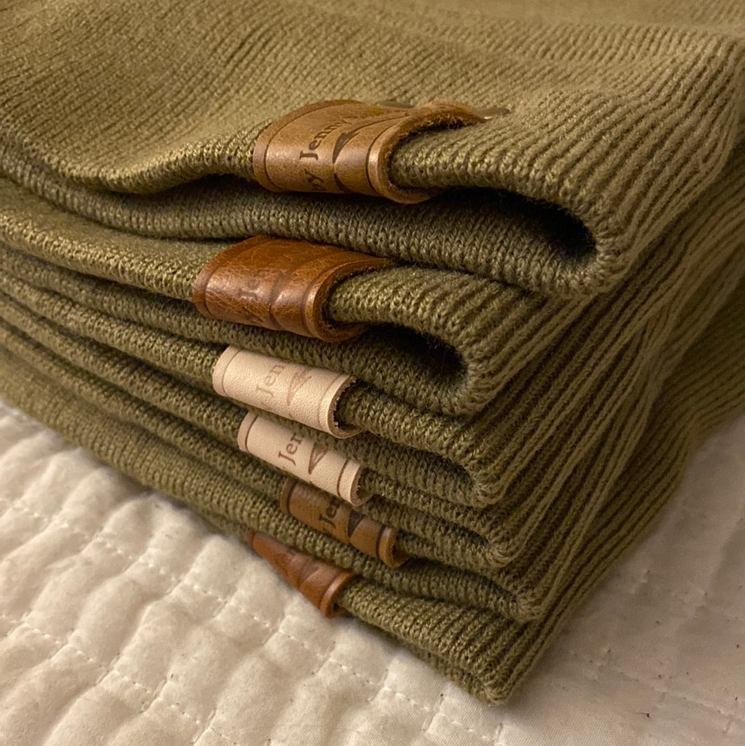 BXB Soft Knit Winter Hat with Leather Logo