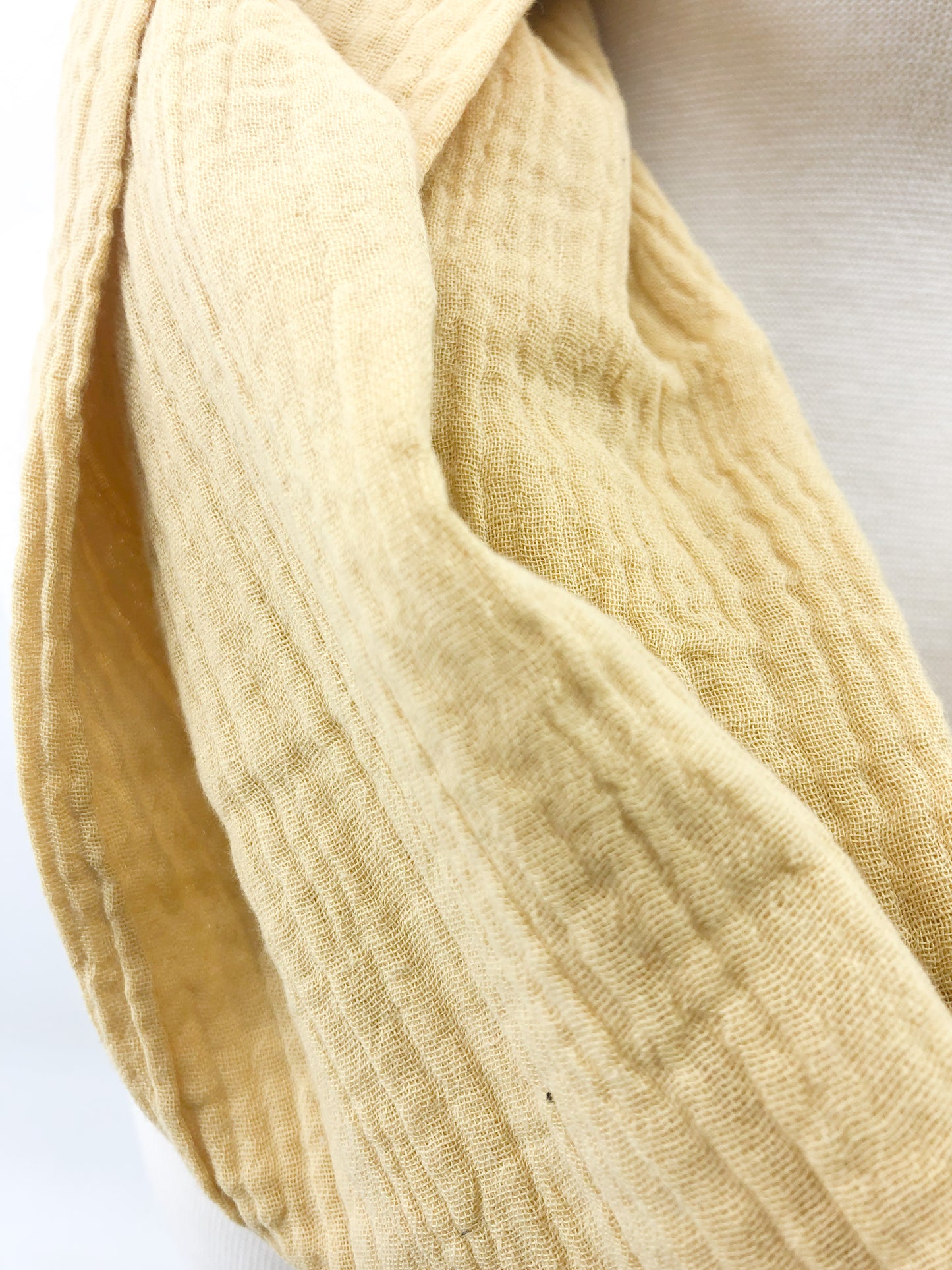 Sunshine Gauze Eternity Scarf with a Leather Cuff