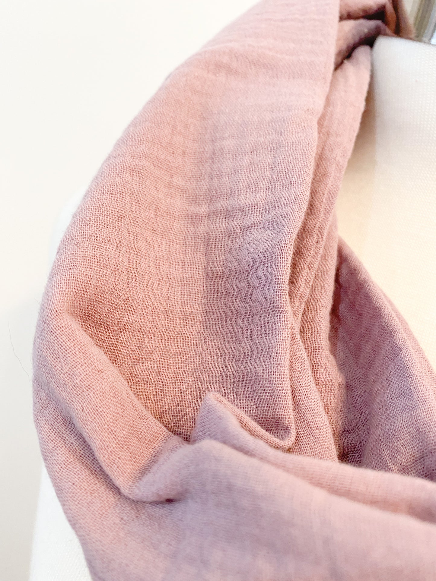 Mauve Gauze Eternity Scarf with a Leather Cuff