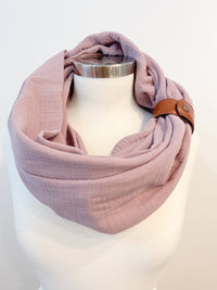 Lavender Gauze Eternity Scarf with a Leather Cuff