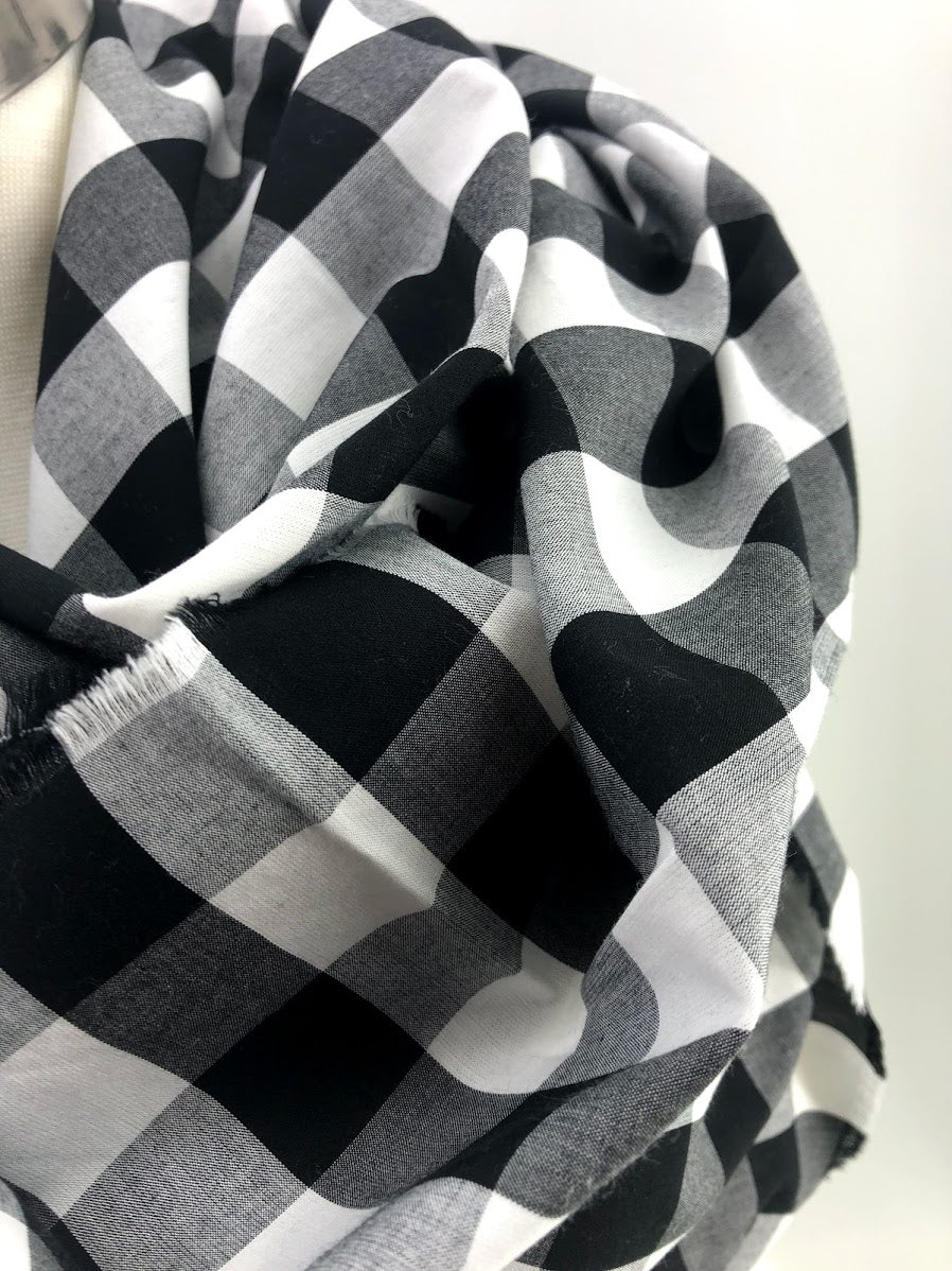 Black and white buffalo plaid top scarf