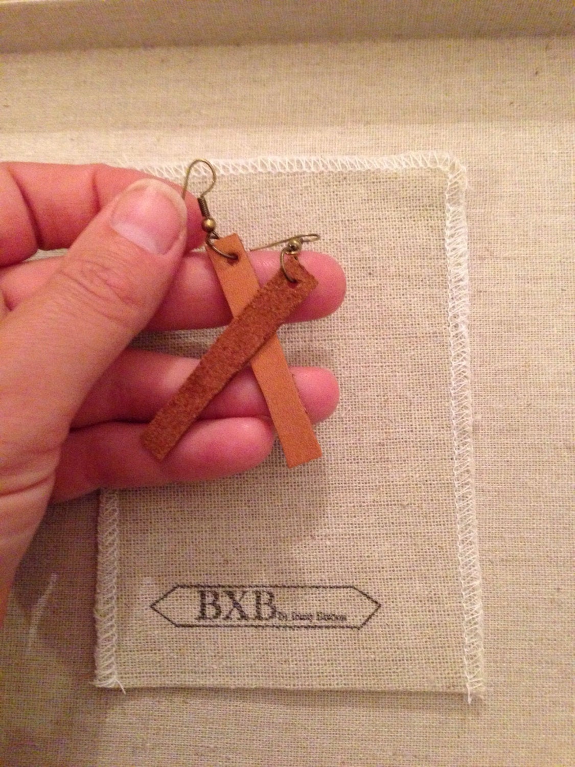 Straight Line Leather Earring