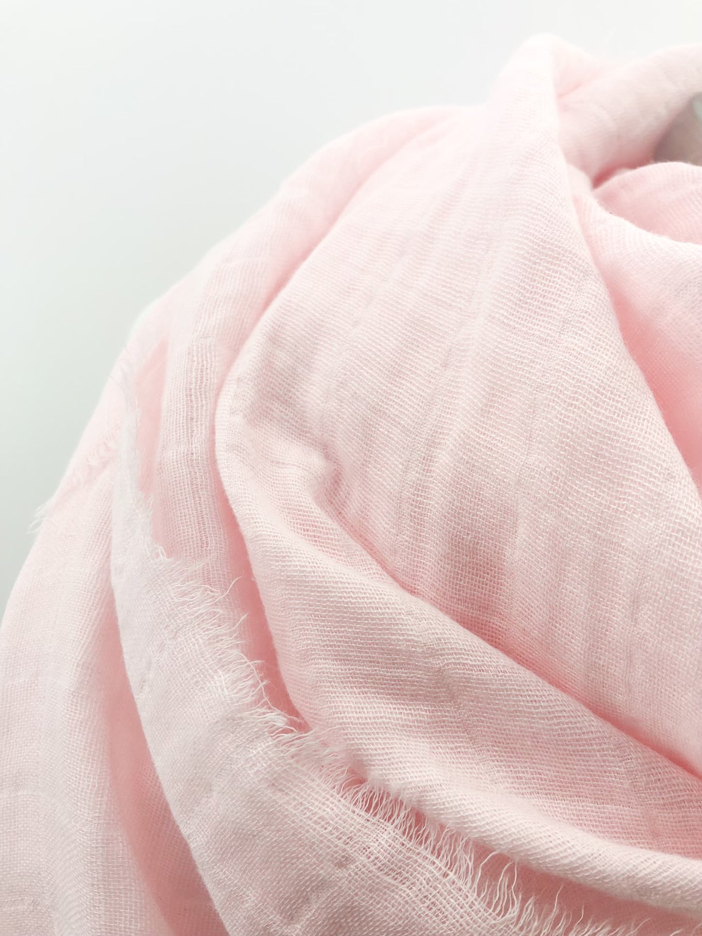 Blush Ballet Pink Gauze Blanket Scarf with Leather Detail