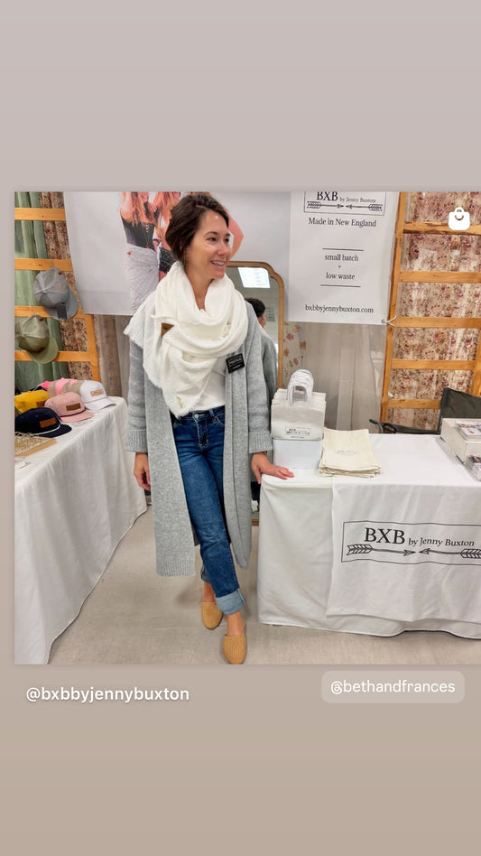 White Gauze Blanket Scarf with Leather Detail