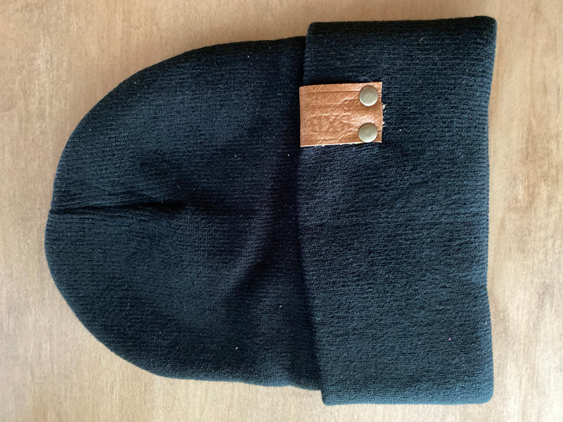 BXB Soft Knit Winter Hat with Leather Logo