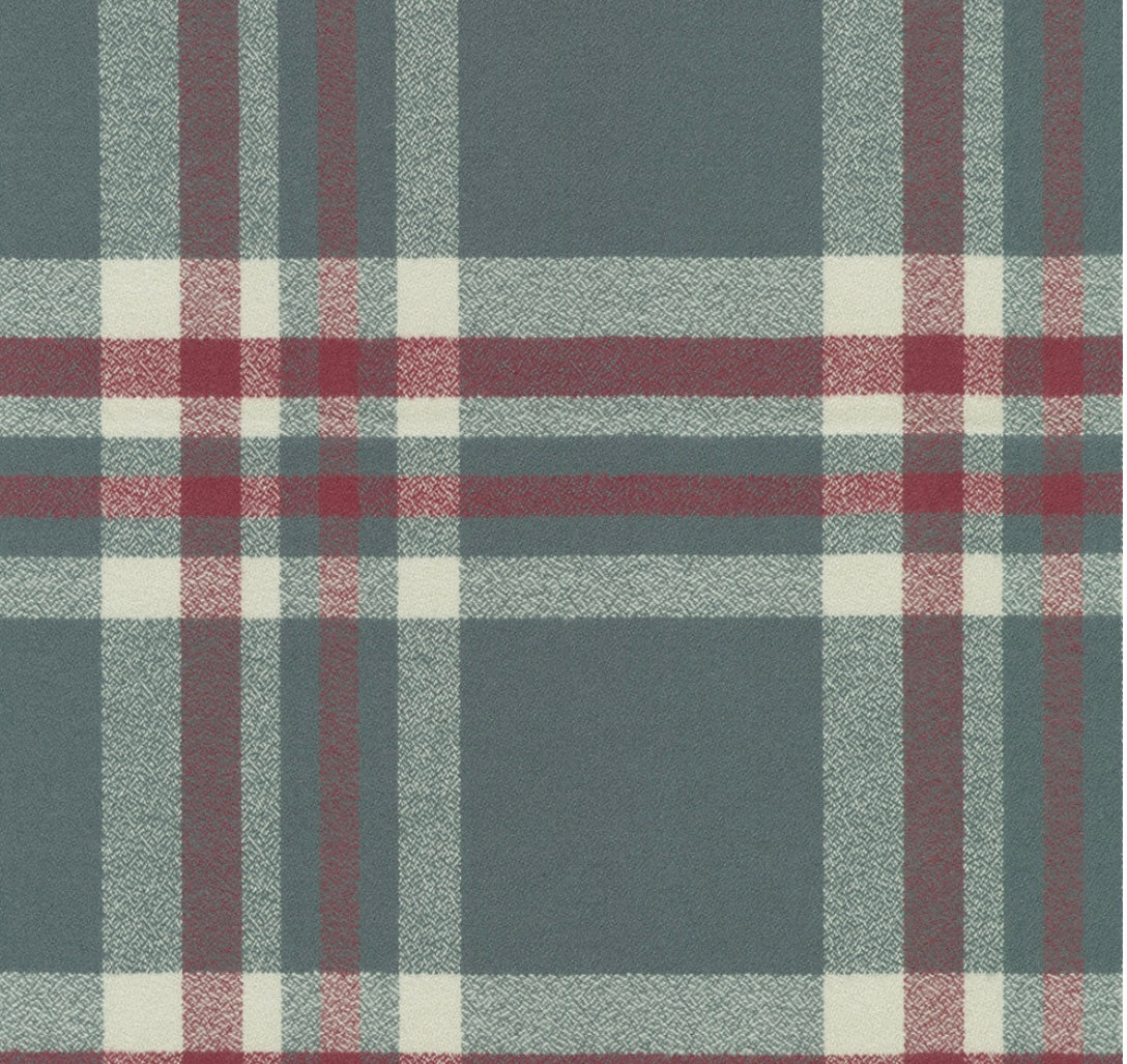 Plaid Blanket Scarf with Leather Detail