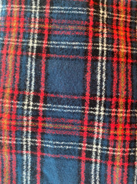 Blue & Red Plaid Eternity Scarf with a Leather Cuff