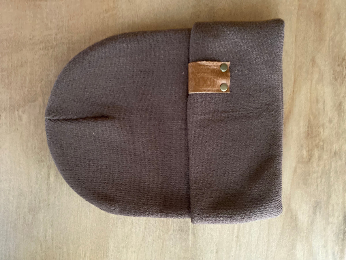 BXB Soft Knit Winter Hat with Leather Logo