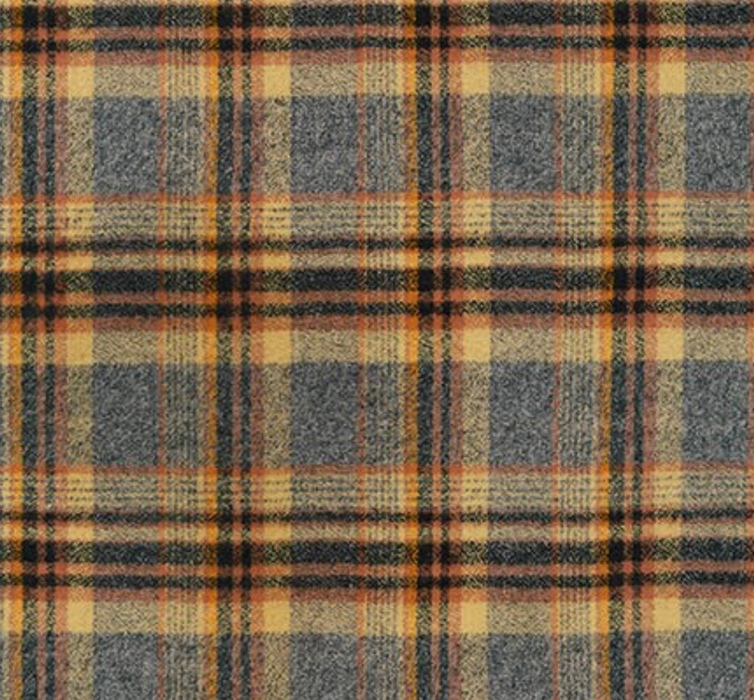 Plaid Blanket Scarf with Leather Detail