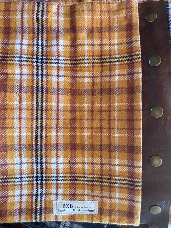 Pumpkin Plaid Multi Snap Scarf with Leather Snaps