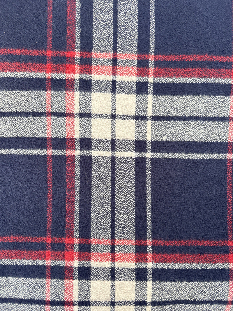Plaid Blanket Scarf with Leather Detail
