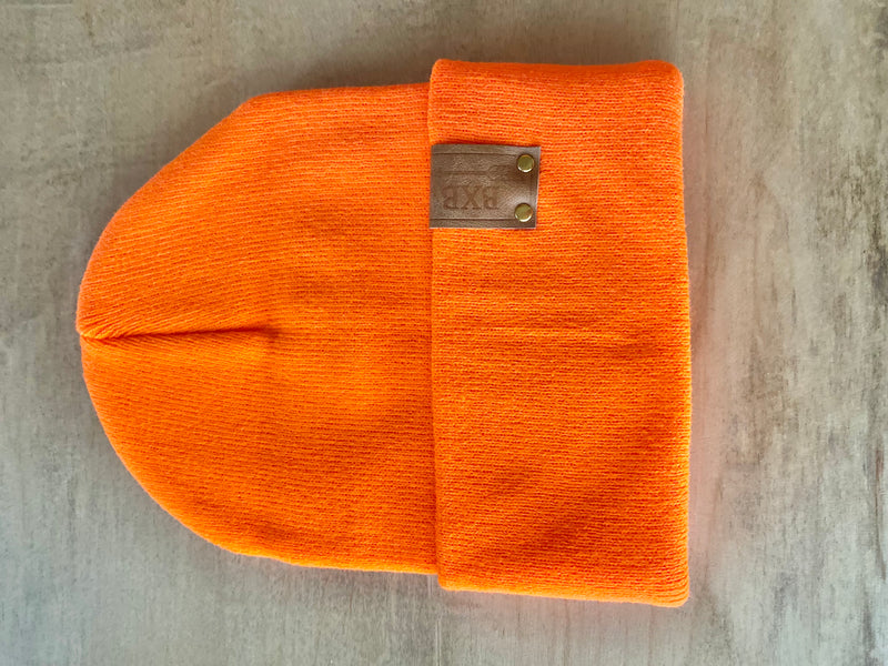 BXB Soft Knit Winter Hat with Leather Logo