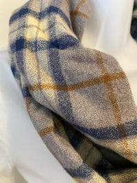 Royal and gold Plaid Eternity Scarf with a Leather Cuff