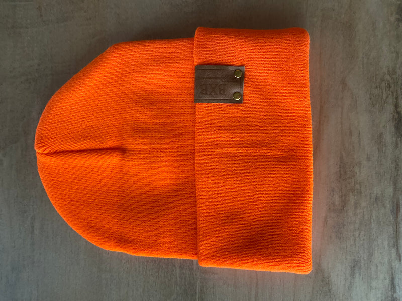 BXB Soft Knit Winter Hat with Leather Logo