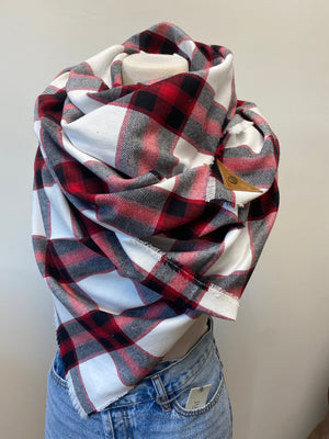 Scarlet plaid blanket scarf