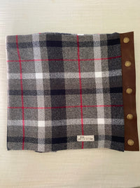 Smoke Plaid Multi Snap Scarf with Leather Snaps