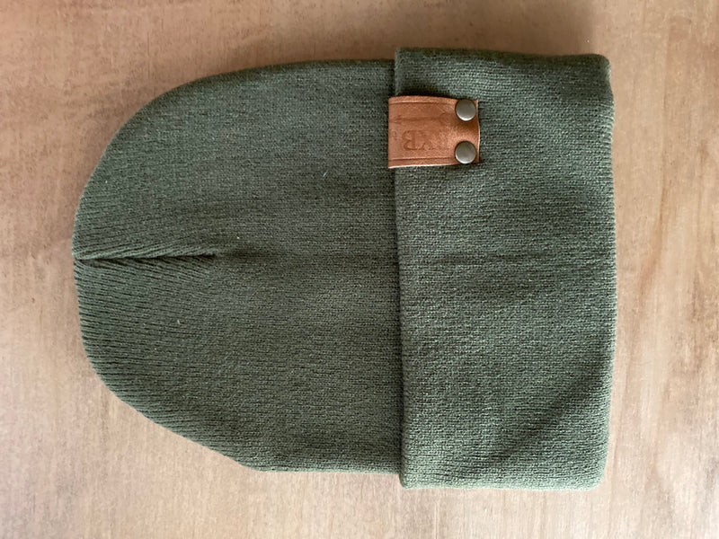 BXB Soft Knit Winter Hat with Leather Logo