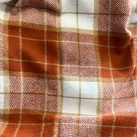 Amber Tone Plaid Blanket Scarf with Leather Detail