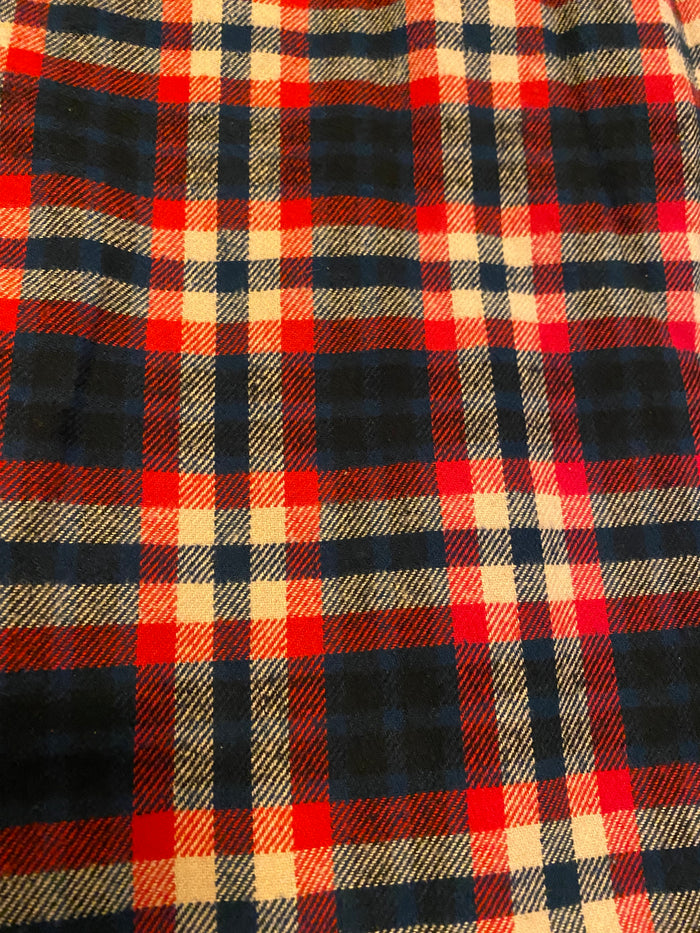 Old America Plaid Blanket Scarf with Leather Detail