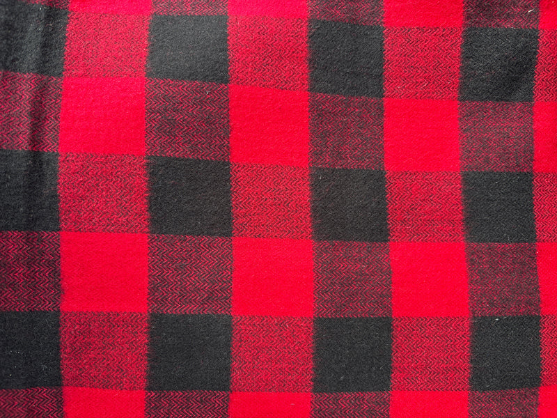 Plaid Blanket Scarf with Leather Detail