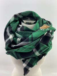 Fall Blanket Scarf with Leather Detail
