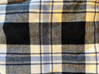 Navy & Light Blue Plaid Eternity Scarf with a Leather Cuff