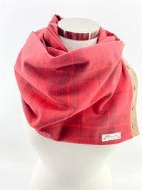 Cayenne Plaid Multi Snap Scarf with Leather Snaps