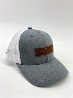 Chambray & White BXB Leather Logo Trucker Hat