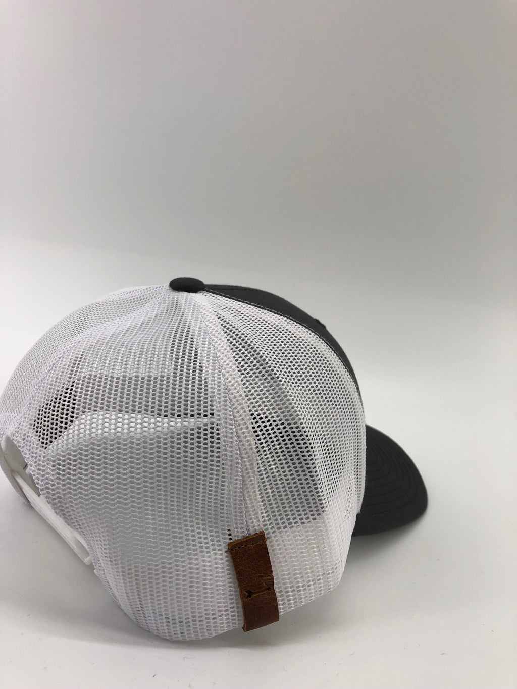 Charcoal & White BXB Leather Logo Trucker Hat