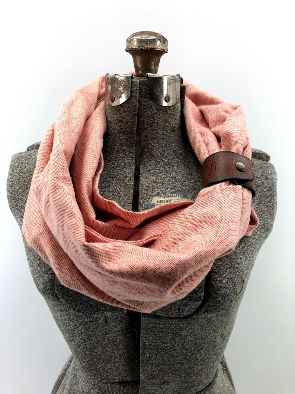 Coral Eternity Scarf with a Leather Cuff