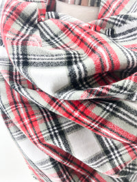 Winter in the Country Plaid Blanket Scarf with Leather Detail