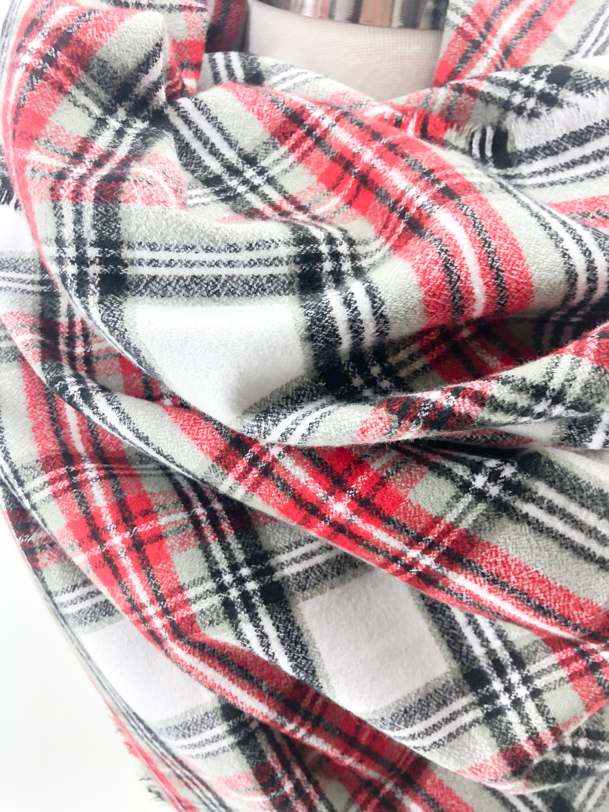 Winter in the Country Plaid Eternity Scarf with a Leather Cuff