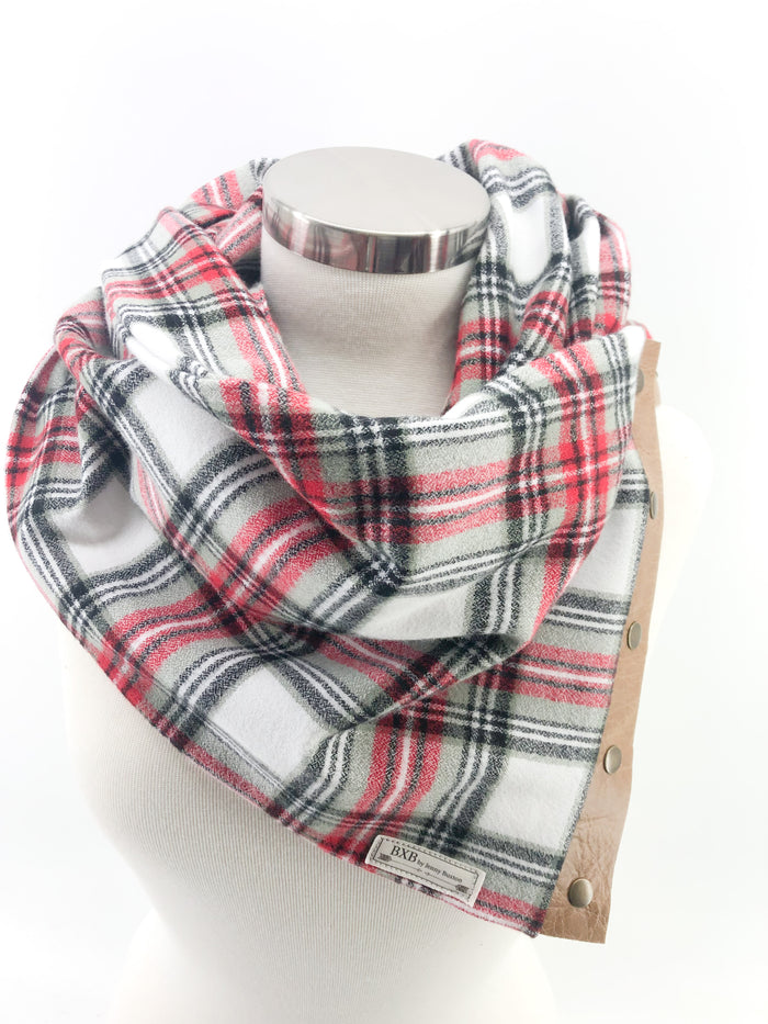 Winter in the Country Plaid Multi Snap Scarf with Leather Snaps