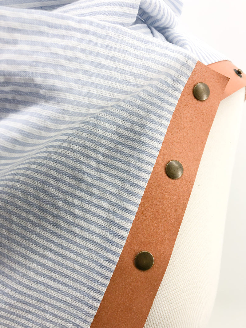 Light Blue Seersucker Multi Snap Scarf with Leather Snaps