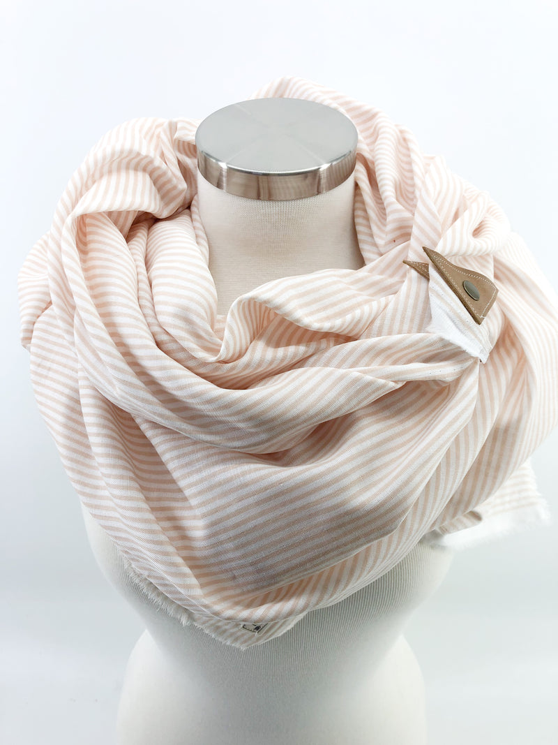 Sunshine Stripe Blanket Scarf with Leather Detail