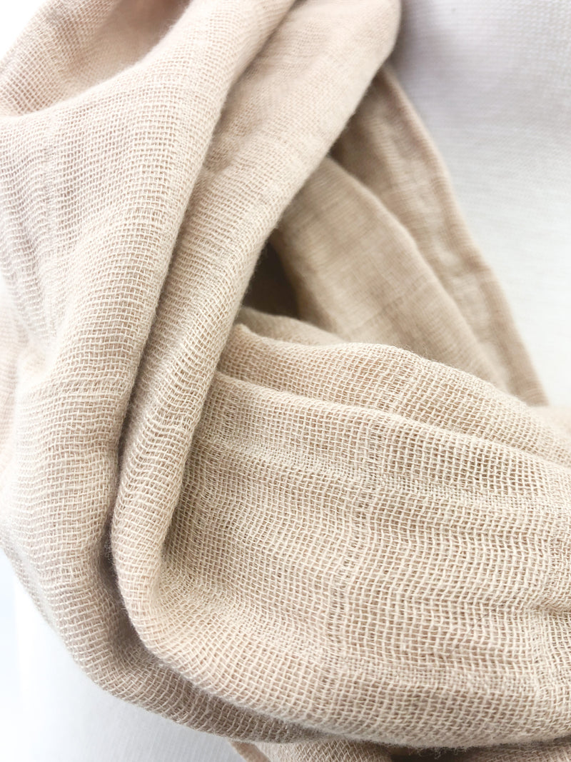 Sand Gauze Eternity Scarf with a Leather Cuff
