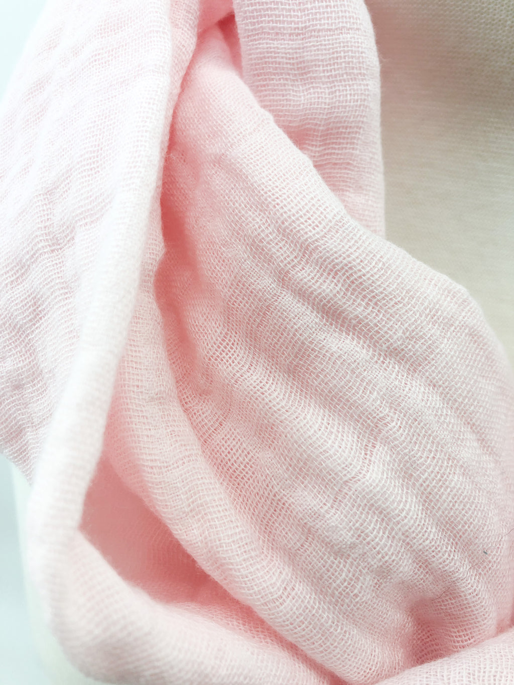 Blush Ballet Pink Gauze Eternity Scarf with a Leather Cuff
