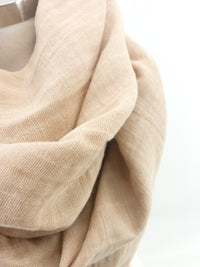 Sand Gauze Blanket Scarf with Leather Detail