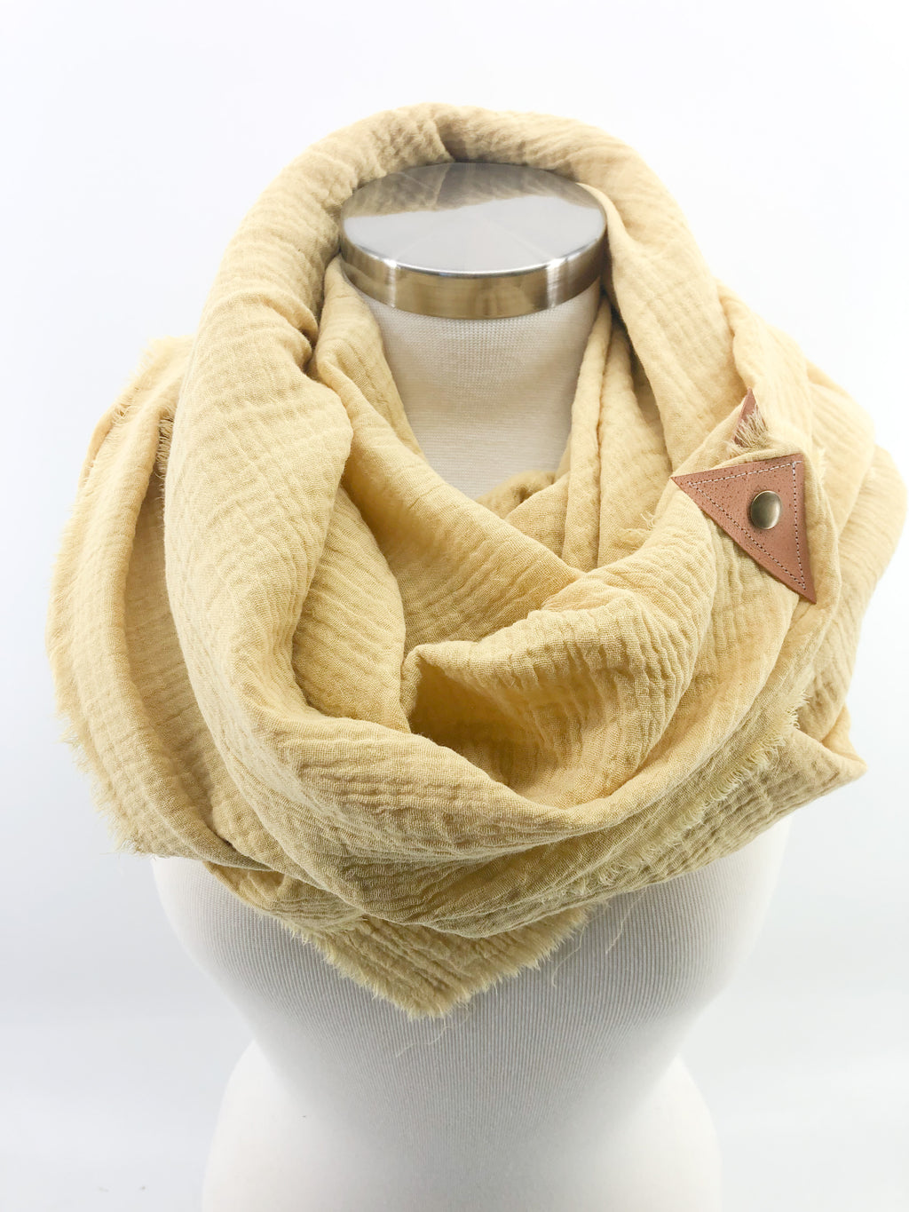 Sunshine Gauze Blanket Scarf with Leather Detail