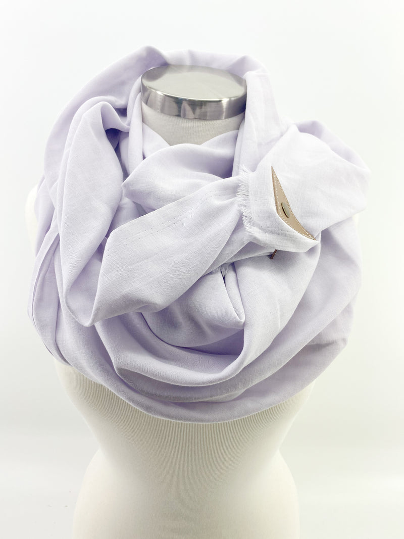 Orchid Gauze Blanket Scarf with Leather Detail
