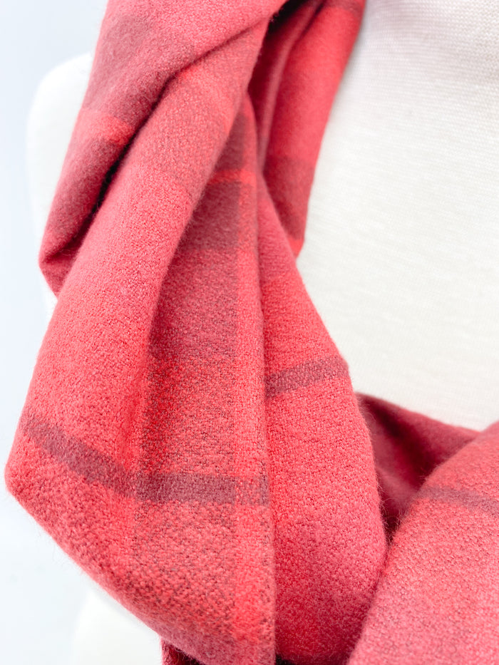 Cayenne Plaid Eternity Scarf with a Leather Cuff