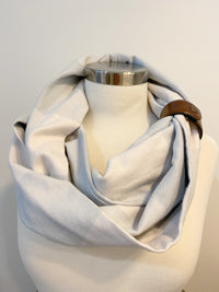 Ice Lg Buffalo Check Eternity Scarf with a Leather Cuff