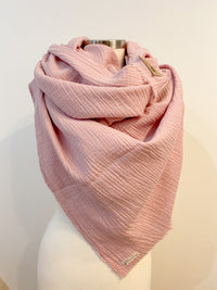 Mauve Gauze Blanket Scarf with Leather Detail