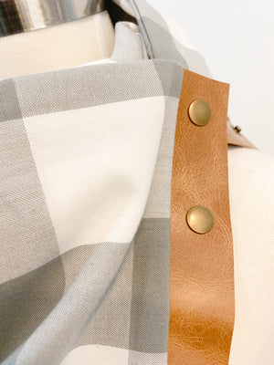 Sage Buffalo Check Multi Snap Scarf with Leather Snaps