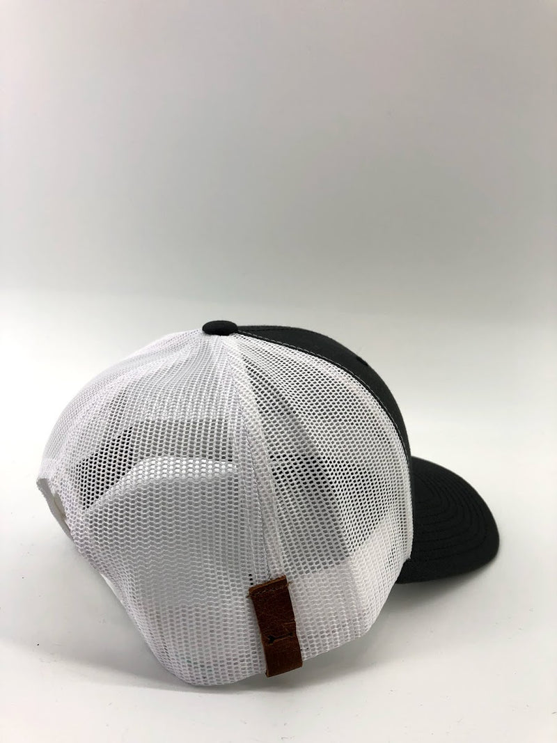 Navy & White BXB Leather Logo Trucker Hat