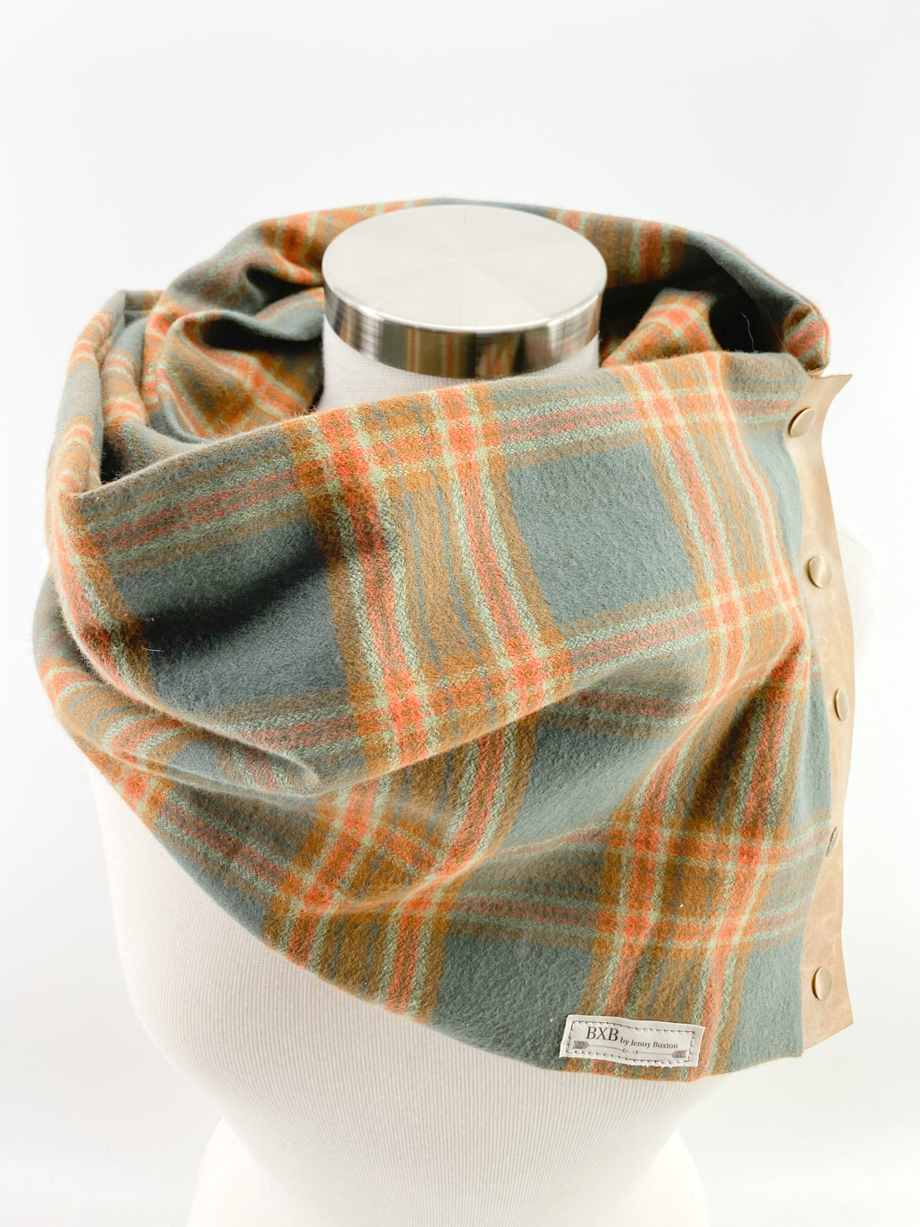 Adventure Plaid Multi Snap Scarf with Leather Snaps
